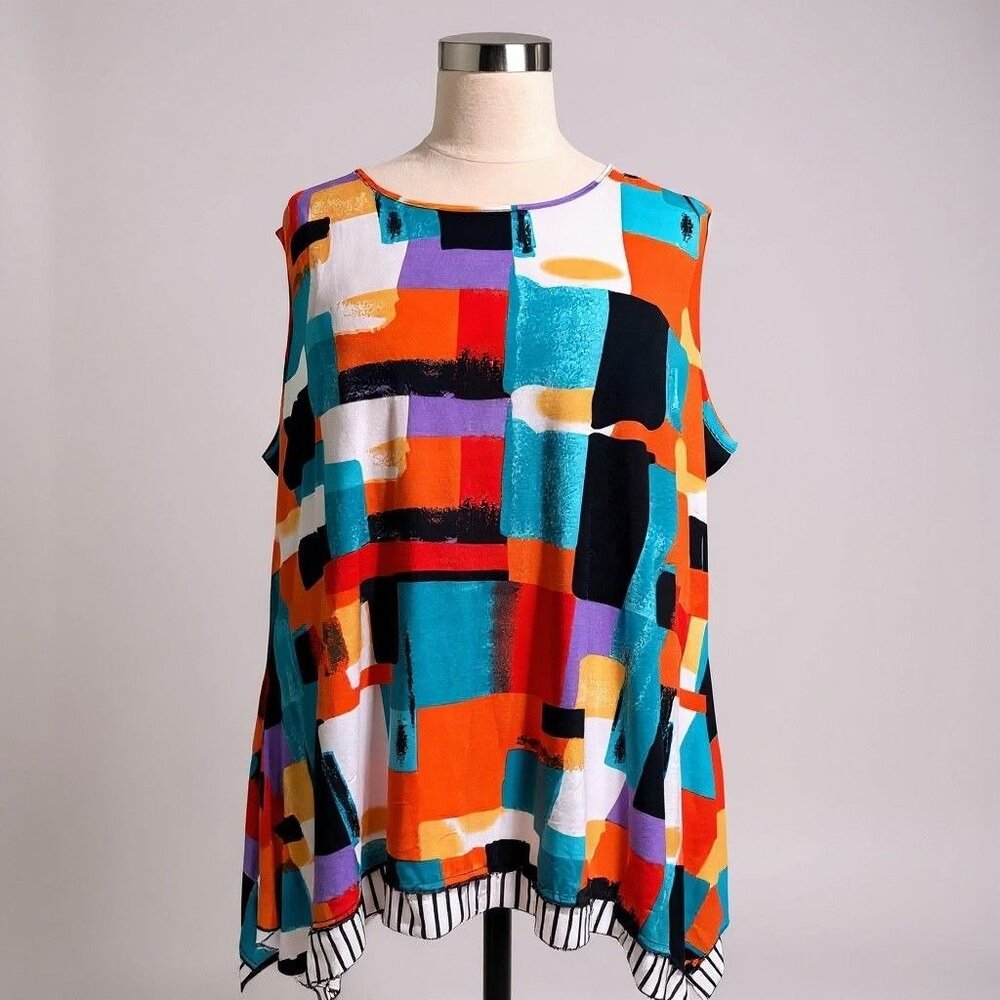 Serengeti Geometric Multi-Colored Block Tunic – $15 - Picture 3 of 8